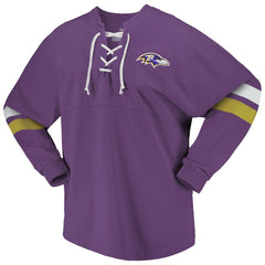 Baltimore Ravens Women's Spirit Jersey Lace-Up V-Neck Long Sleeve T-Shirt | NFL New
