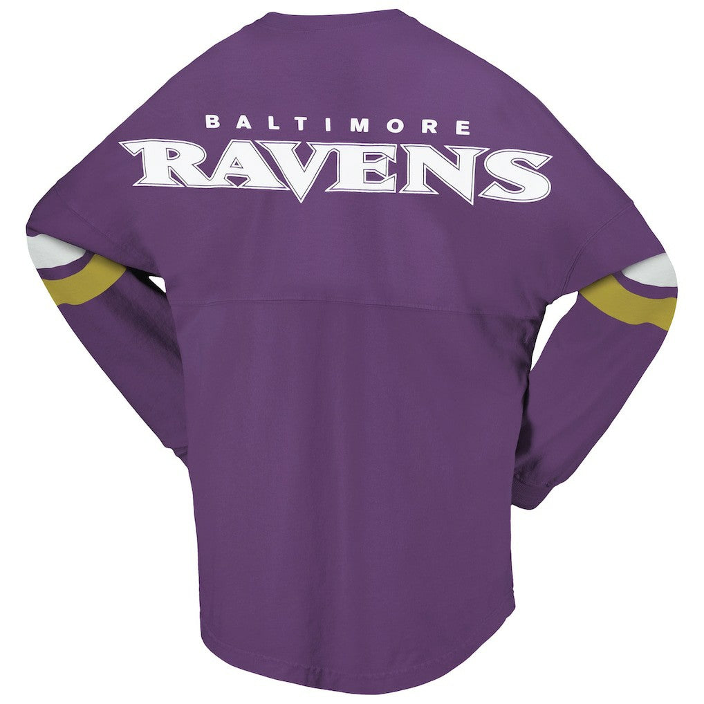 Baltimore Ravens Women's Spirit Jersey Lace-Up V-Neck Long Sleeve T-Shirt | NFL New