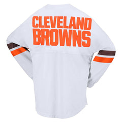Cleveland Browns Women's Spirit Jersey Lace-Up V-Neck Long Sleeve T-Shirt | NFL Outlet