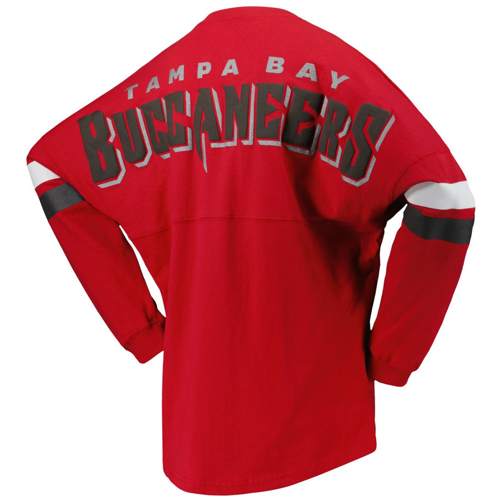 Tampa Bay Buccaneers Women's Spirit Jersey Lace-Up V-Neck Long Sleeve T-Shirt | NFL Online