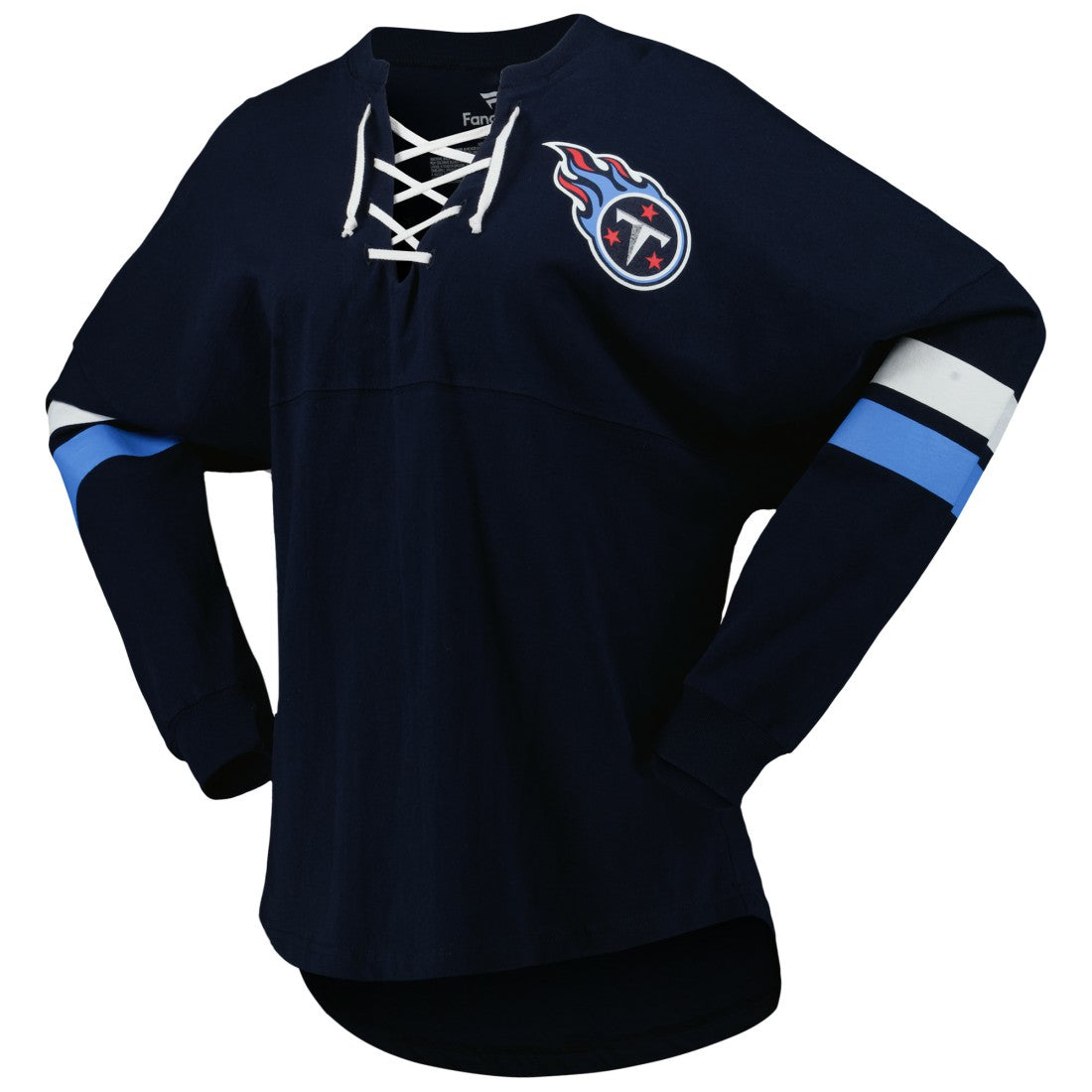 Tennessee Titans Women's Spirit Jersey Lace-Up V-Neck Long Sleeve T-Shirt | NFL New