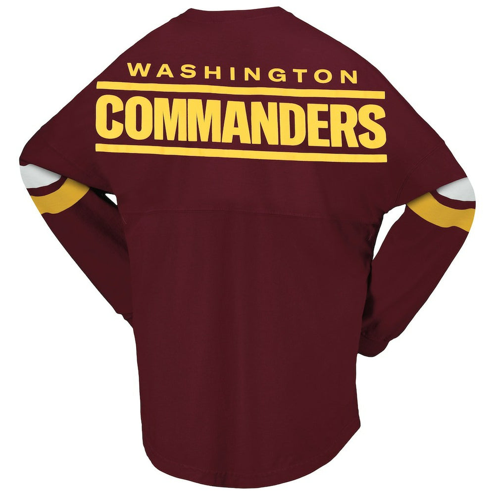 Washington Commanders Women's Spirit Jersey Lace-Up V-Neck Long Sleeve T-Shirt | NFL Discount