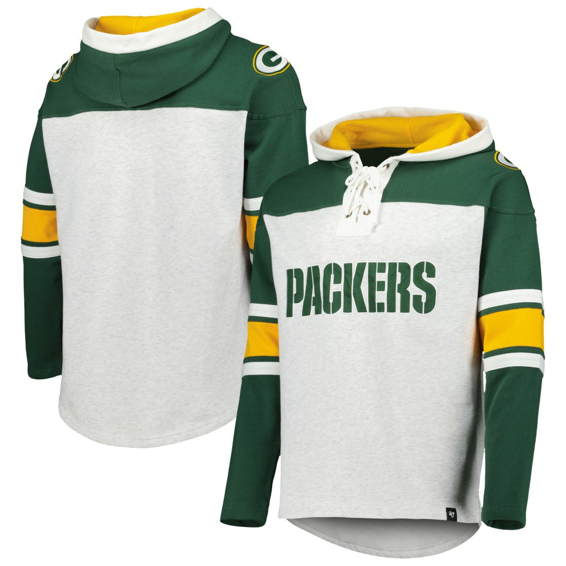 Green Bay Packers '47 Gridiron Lace-Up Pullover Hoodie | NFL Discount