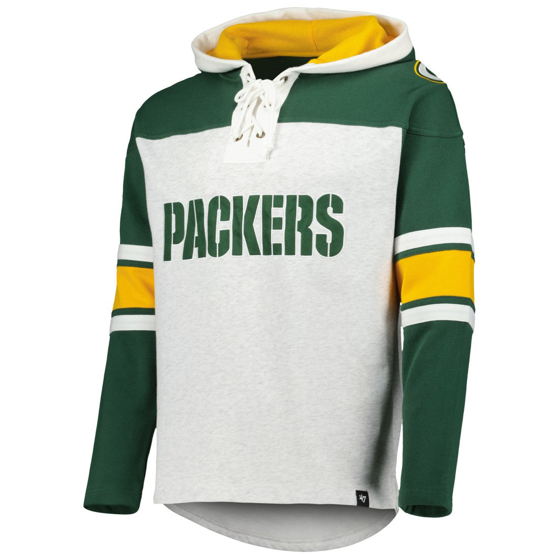Green Bay Packers '47 Gridiron Lace-Up Pullover Hoodie | NFL Discount