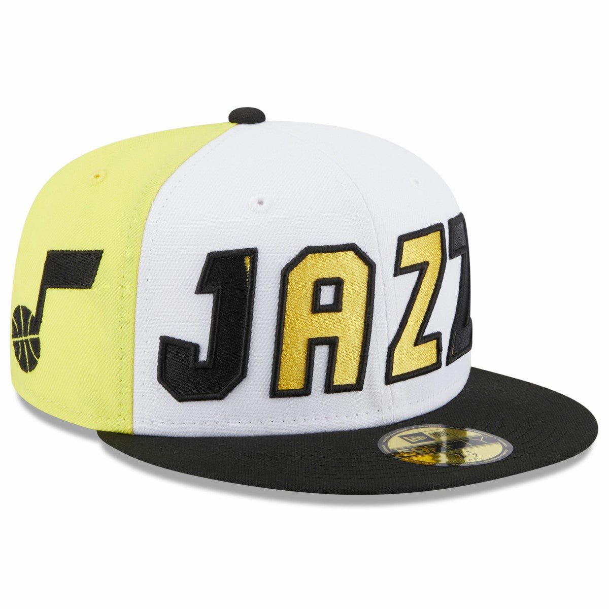 White/Black Utah Jazz Back Half 59FIFTY Fitted Hat | NBA
