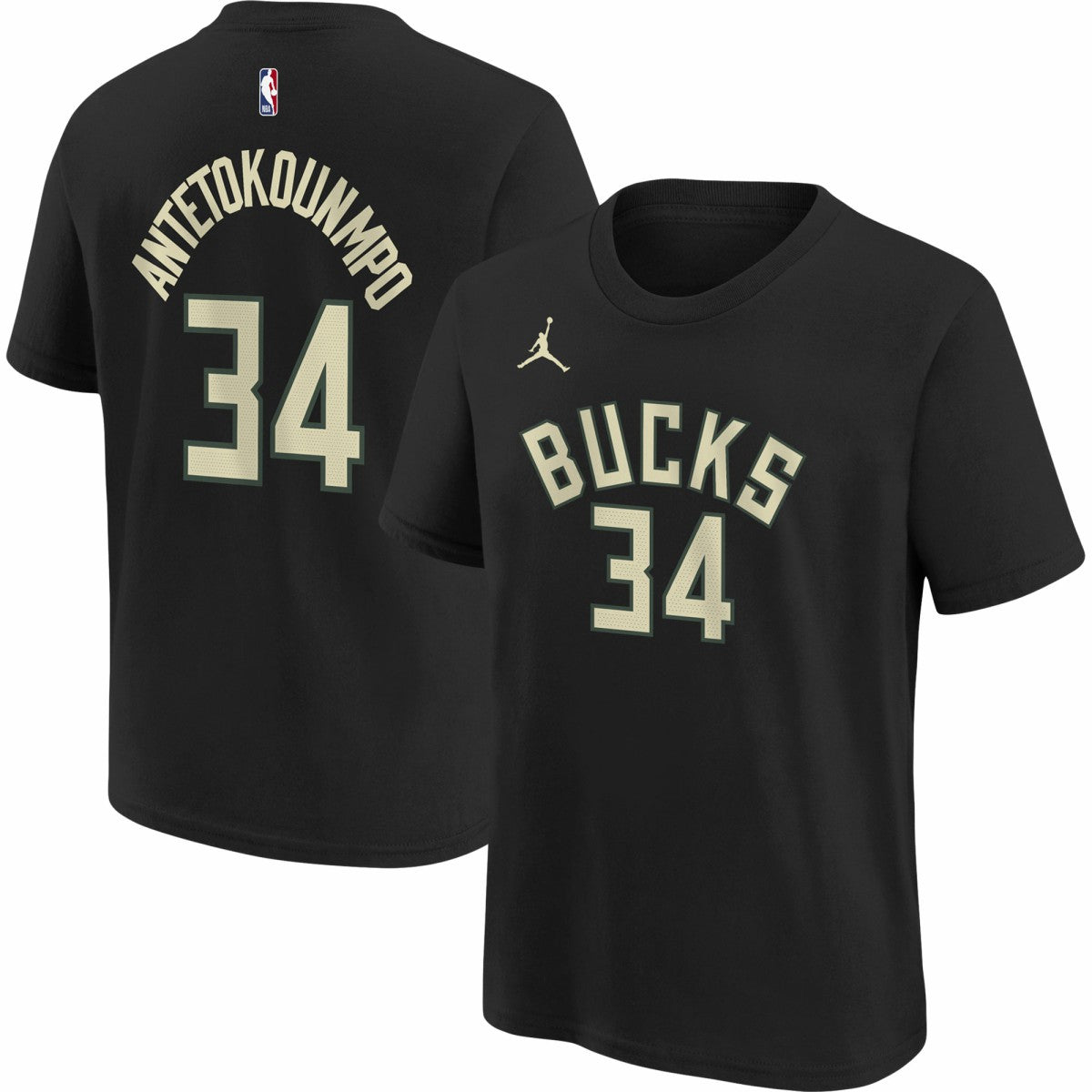 Black Giannis Antetokounmpo Milwaukee Bucks Jordan Brand Youth Statement Edition Name & Number Player T-Shirt | NBA