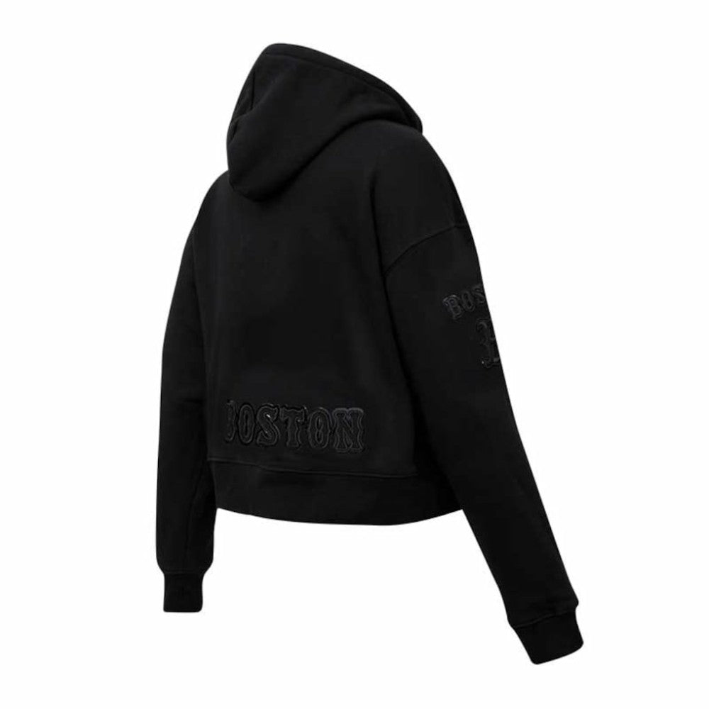 Boston Red Sox Pro Standard Women's Triple Black Cropped Pullover Hoodie - MLB Hoodies