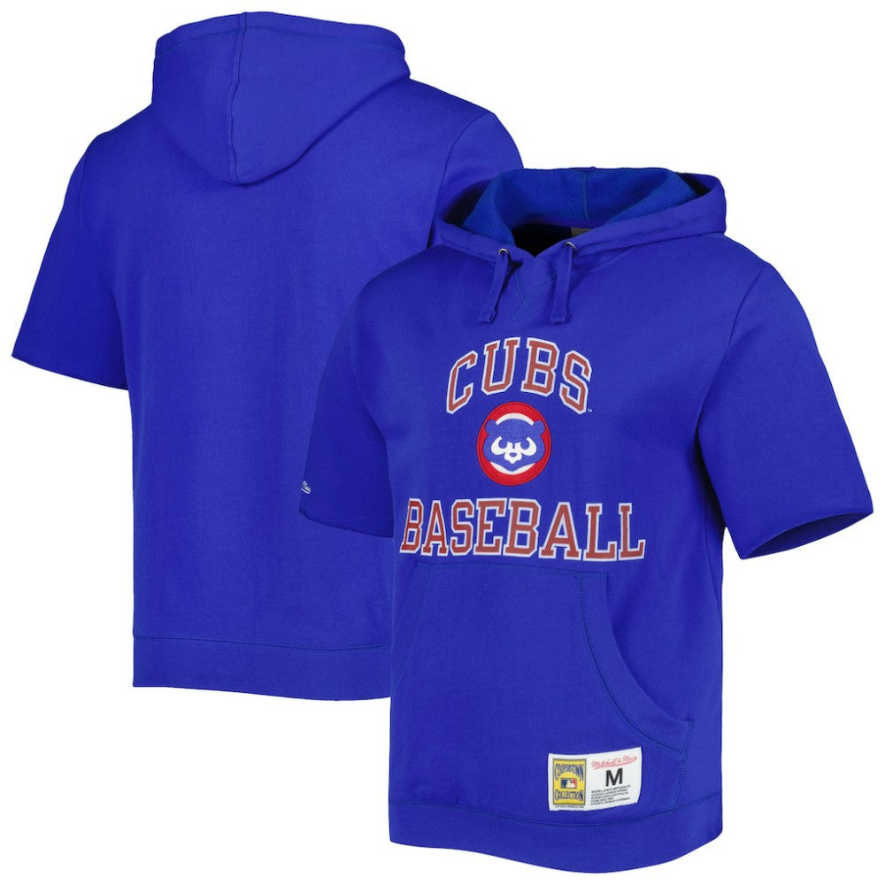 Chicago Cubs Mitchell & Ness Cooperstown Collection Washed Fleece Pullover Short Sleeve Hoodie - MLB Hoodies