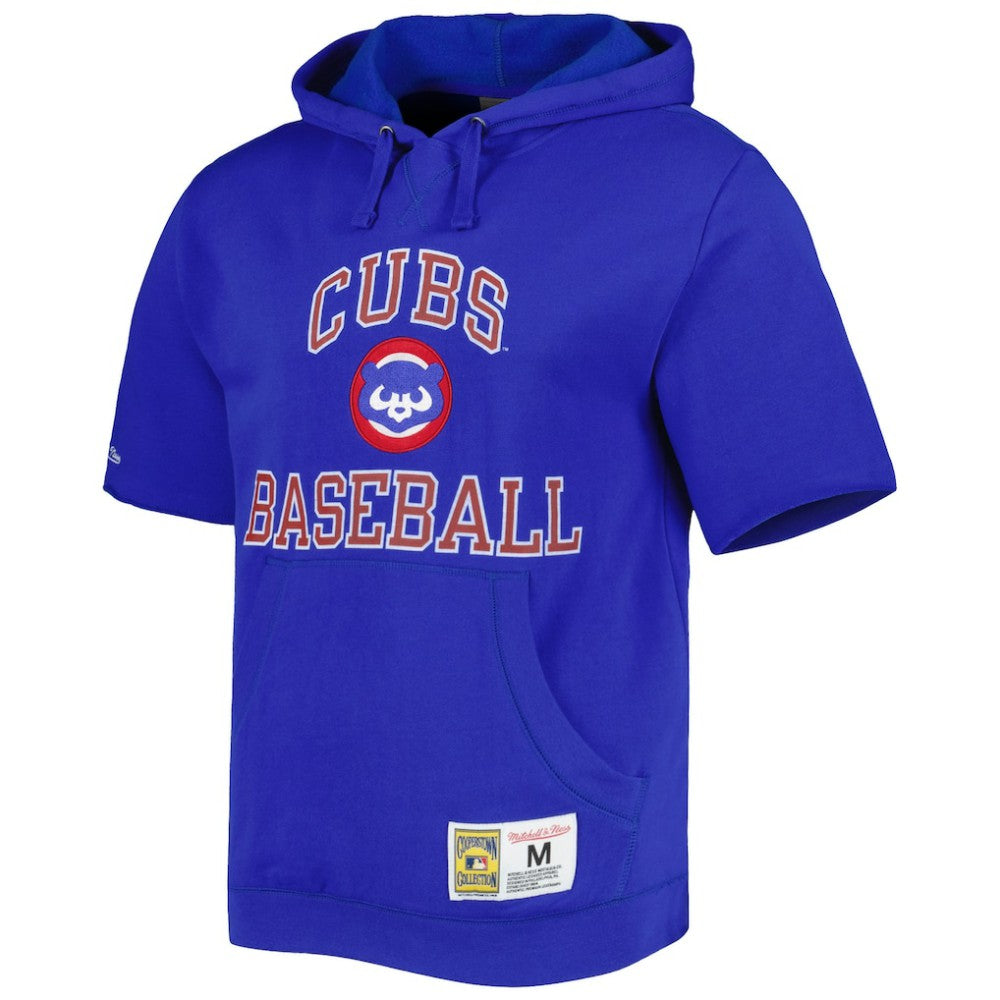 Chicago Cubs Mitchell & Ness Cooperstown Collection Washed Fleece Pullover Short Sleeve Hoodie - MLB Hoodies