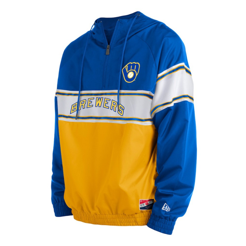 Milwaukee Brewers New Era Ripstop Raglan Quarter-Zip Hoodie - MLB Hoodies