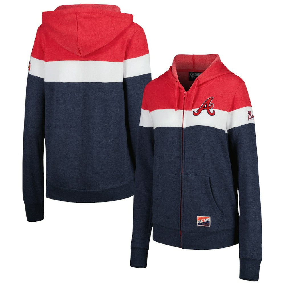 Atlanta Braves New Era Women's Colorblock Full-Zip Hoodie Jacket - MLB Jackets