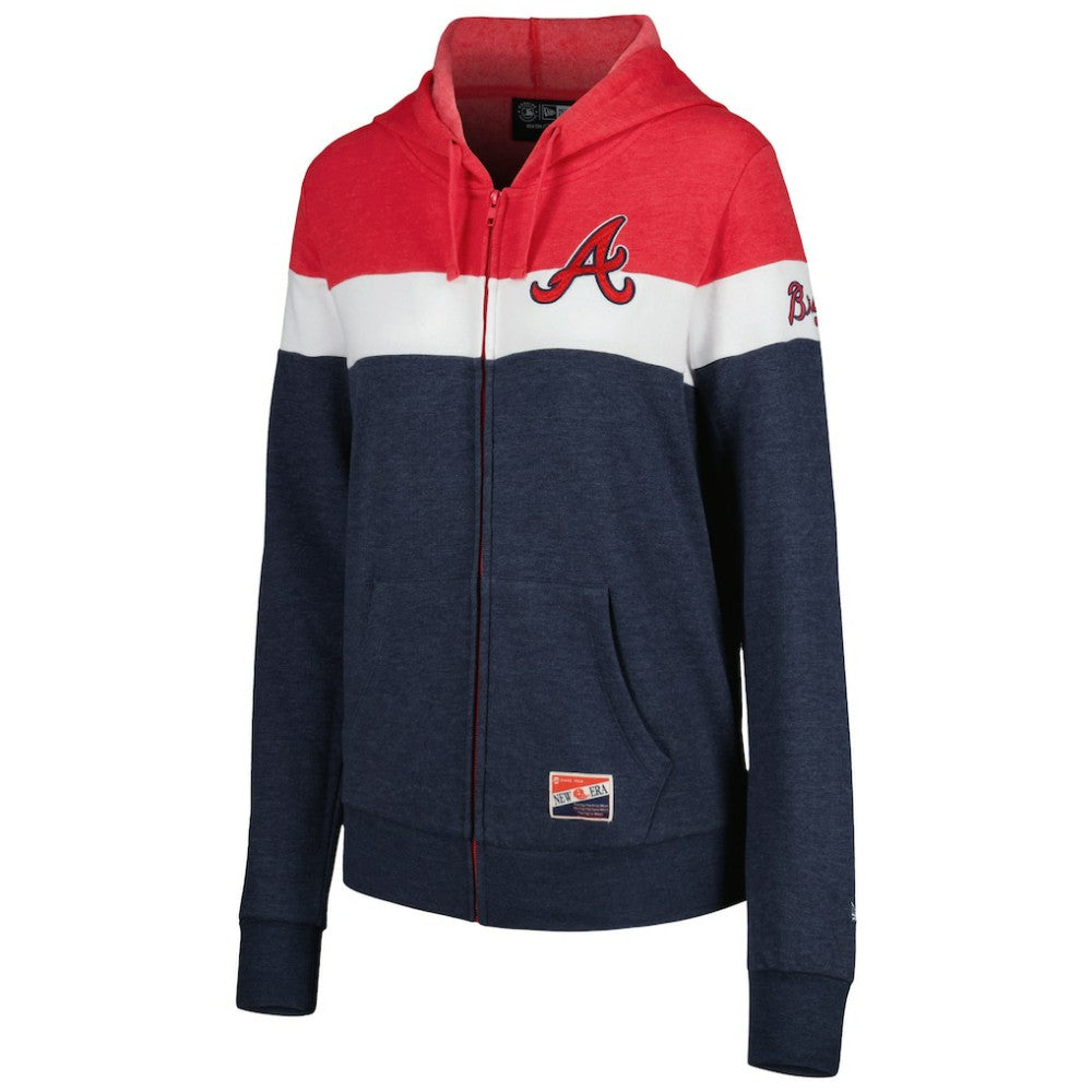 Atlanta Braves New Era Women's Colorblock Full-Zip Hoodie Jacket - MLB Jackets