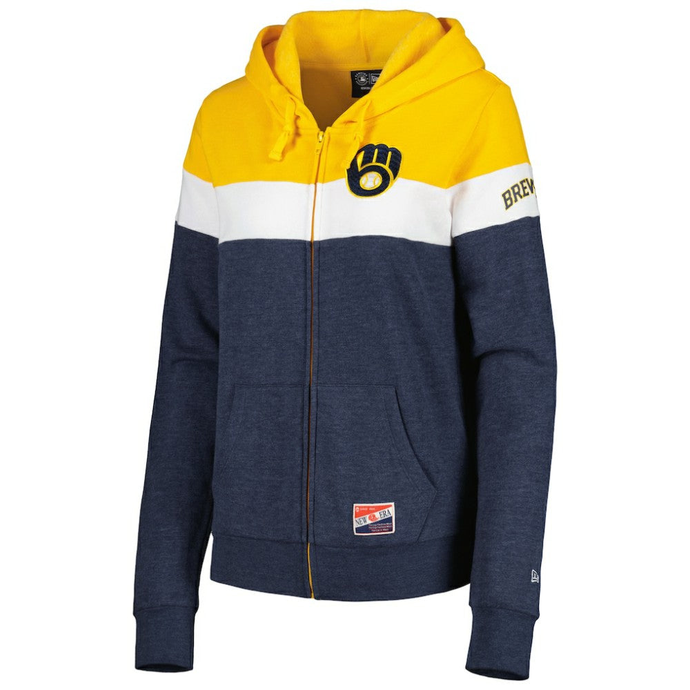 Milwaukee Brewers New Era Women's Colorblock Full-Zip Hoodie Jacket - MLB Jackets