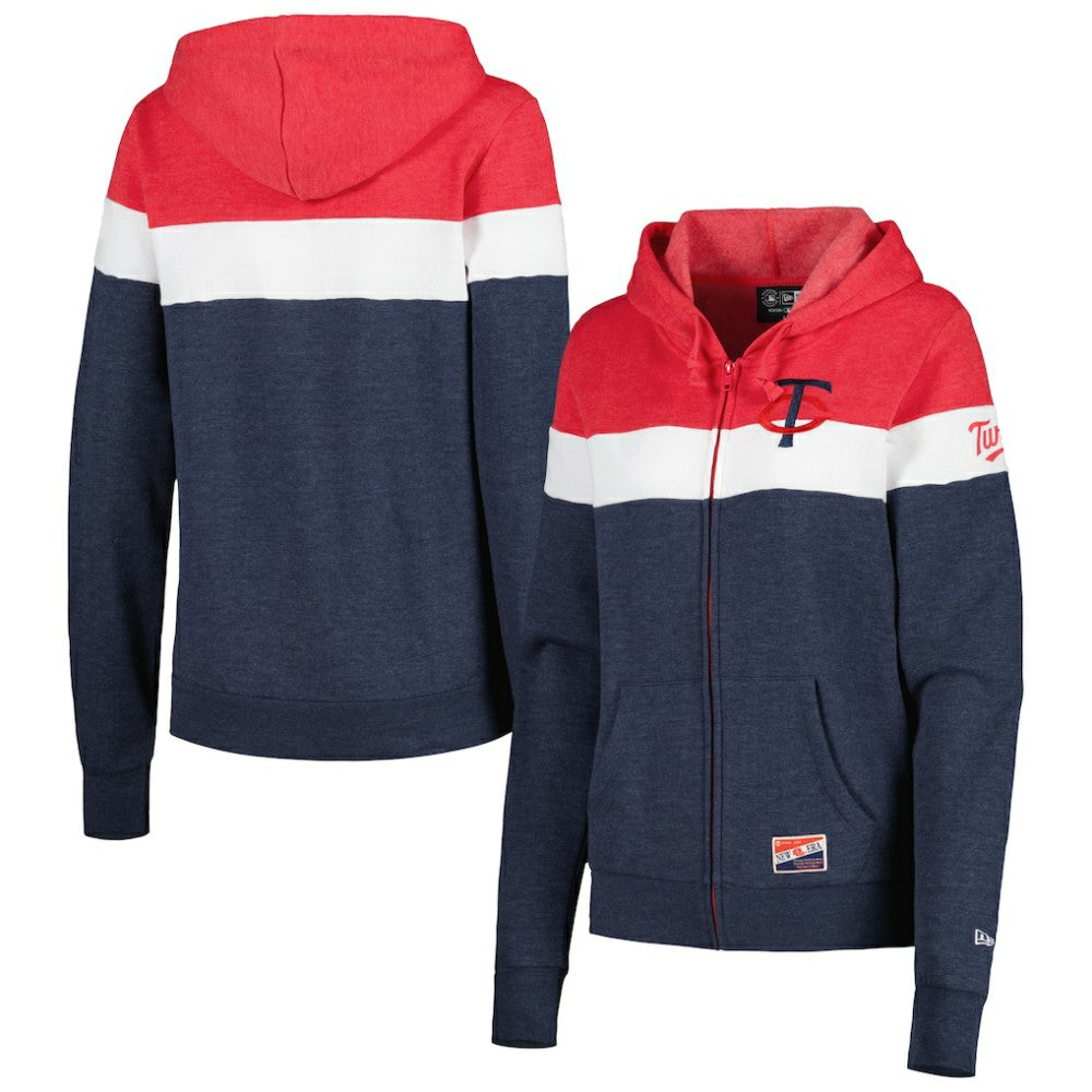 Minnesota Twins New Era Women's Colorblock Full-Zip Hoodie Jacket - MLB Jackets