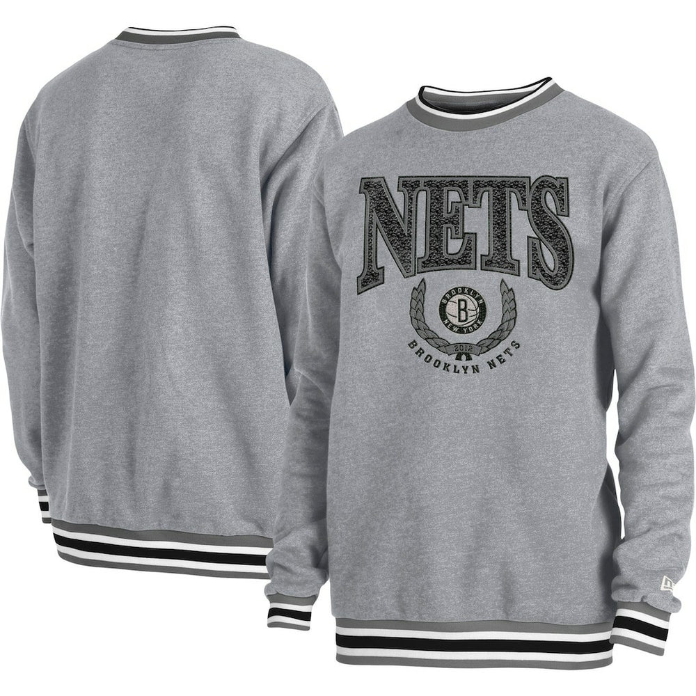 Heather Gray Brooklyn Nets Unisex Vintage Throwback Crew Sweatshirt | NBA