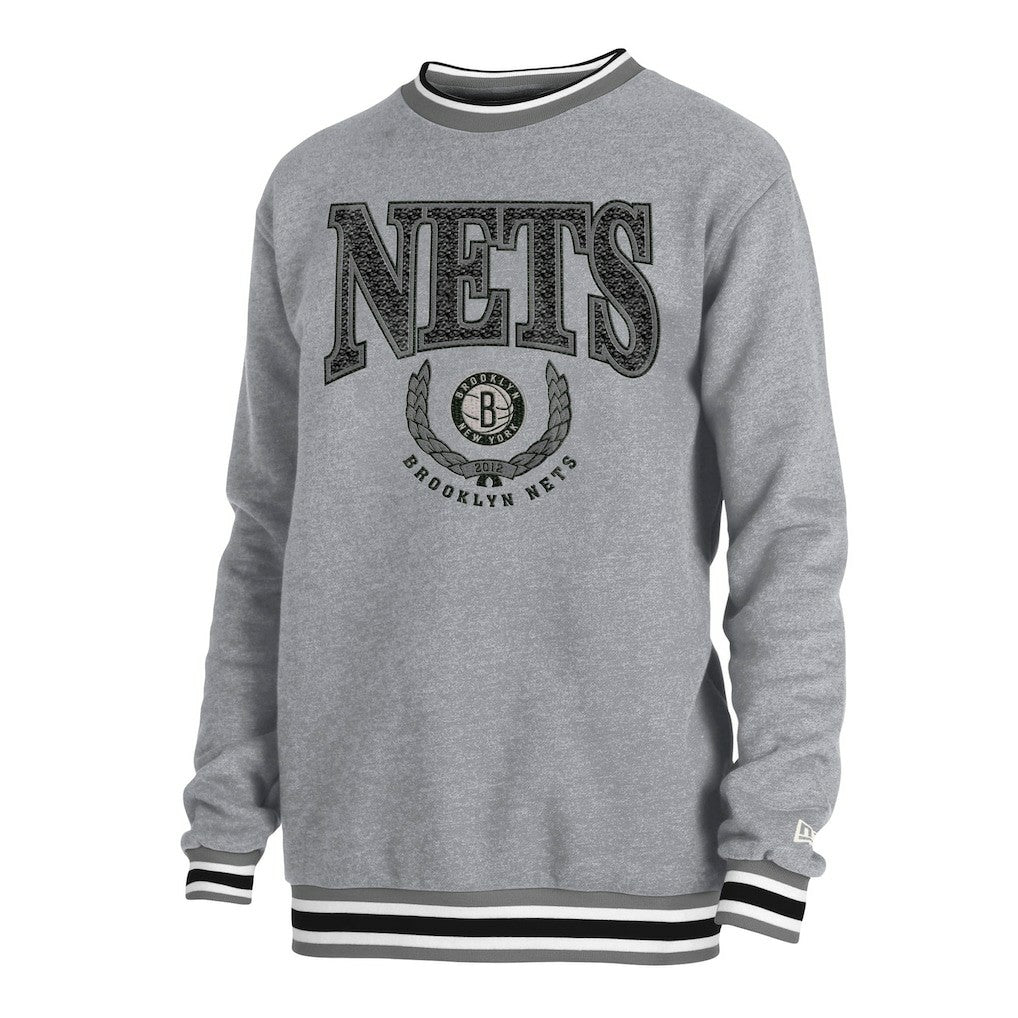 Heather Gray Brooklyn Nets Unisex Vintage Throwback Crew Sweatshirt | NBA