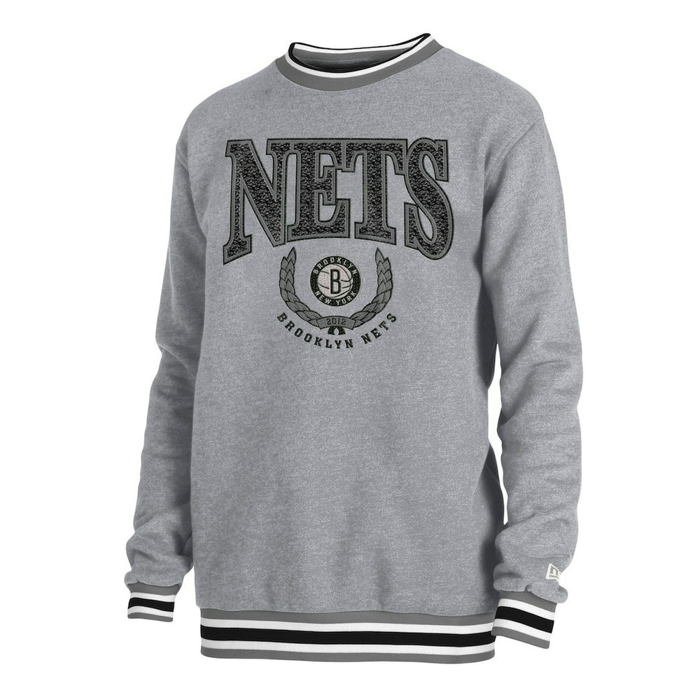 Heather Gray Brooklyn Nets Unisex Vintage Throwback Crew Sweatshirt | NBA