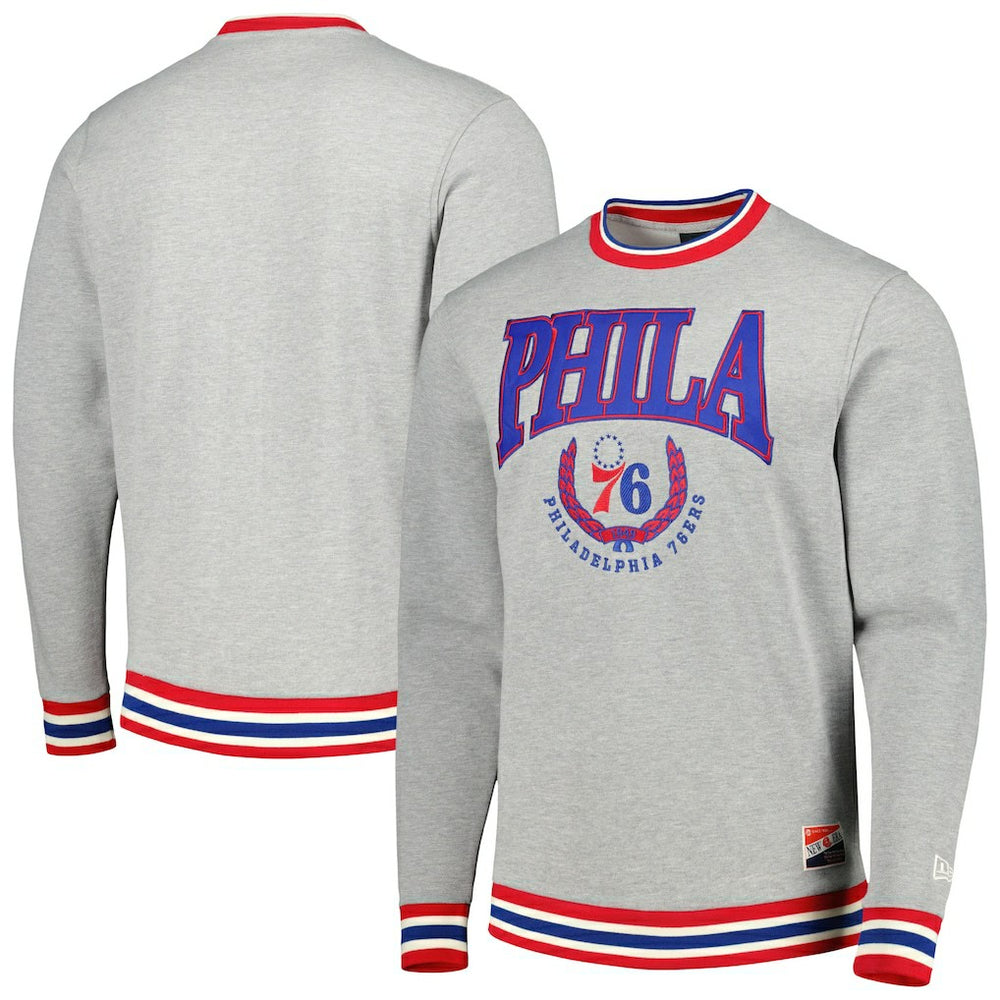 Heather Gray Philadelphia 76ers Unisex Vintage Throwback Crew Sweatshirt | NBA