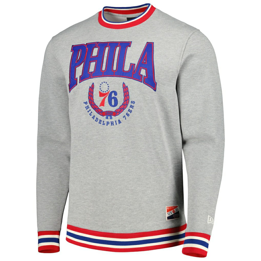 Heather Gray Philadelphia 76ers Unisex Vintage Throwback Crew Sweatshirt | NBA