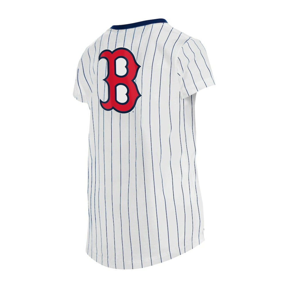 Boston Red Sox New Era Girls Youth Pinstripe V-Neck T-Shirt - MLB T-shirts