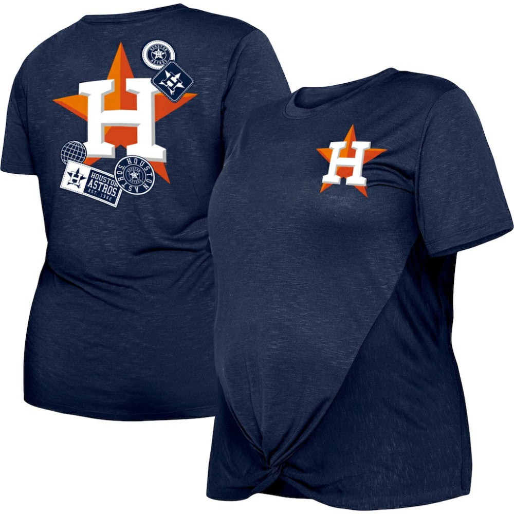 Houston Astros New Era Women's Plus Size Two-Hit Front Knot T-Shirt - MLB T-shirts