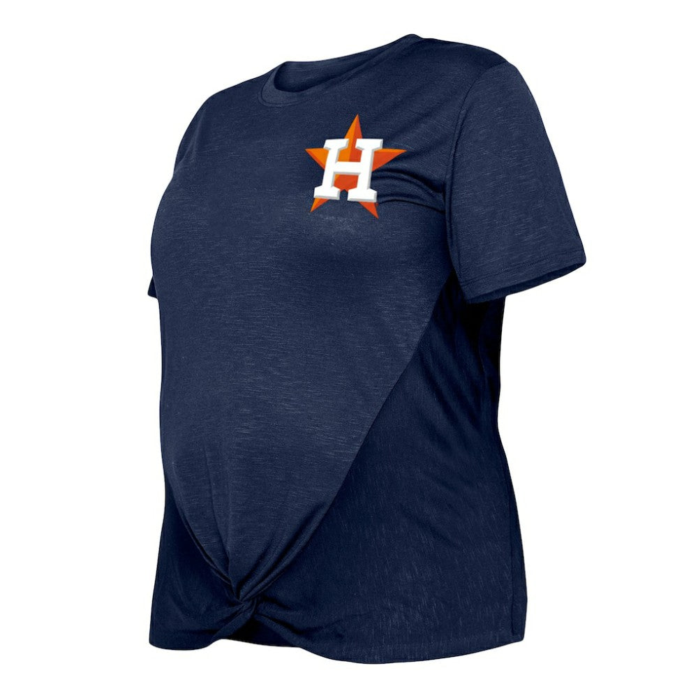 Houston Astros New Era Women's Plus Size Two-Hit Front Knot T-Shirt - MLB T-shirts
