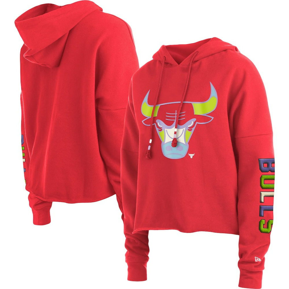 Red Chicago Bulls Women's Color Pack Cropped Top Pullover Hoodie | NBA