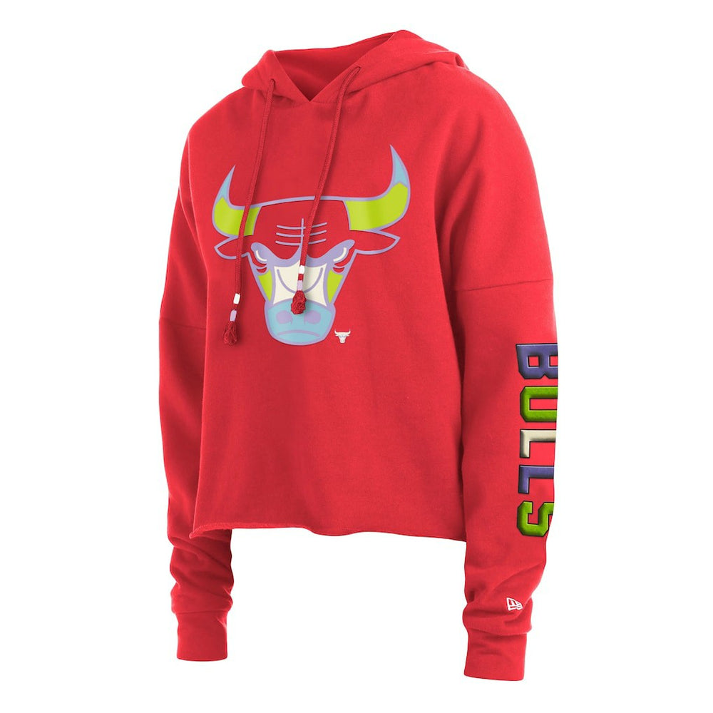 Red Chicago Bulls Women's Color Pack Cropped Top Pullover Hoodie | NBA