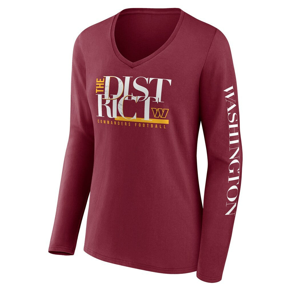 Washington Commanders Women's Hometown Sweep Long Sleeve V-Neck T-Shirt | NFL Discount