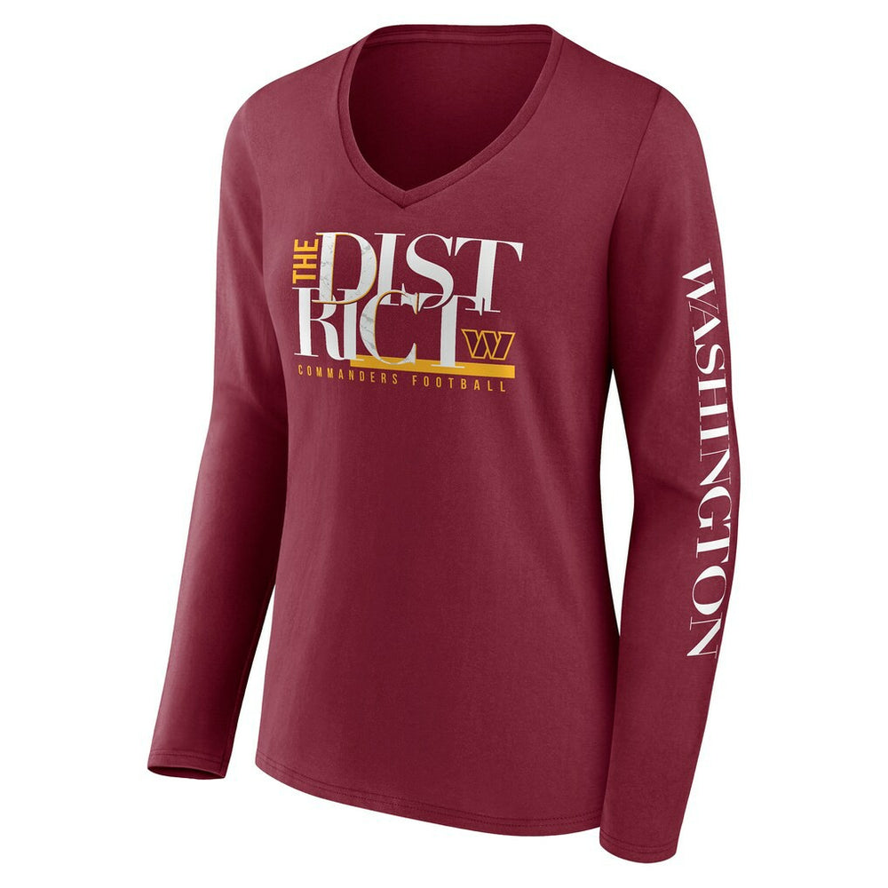Washington Commanders Women's Hometown Sweep Long Sleeve V-Neck T-Shirt | NFL Discount