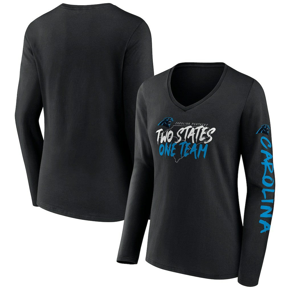 Carolina Panthers Women's Hometown Sweep Long Sleeve V-Neck T-Shirt | NFL Sale