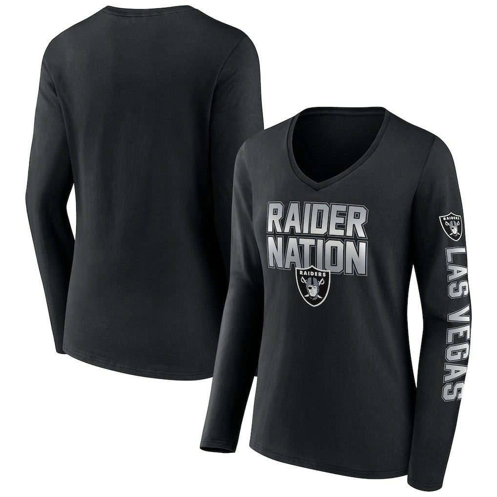 Las Vegas Raiders Women's Hometown Sweep Long Sleeve V-Neck T-Shirt | NFL Discount