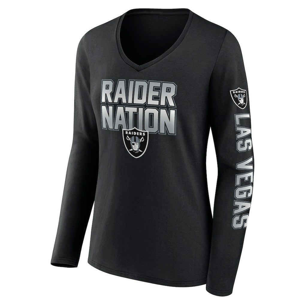 Las Vegas Raiders Women's Hometown Sweep Long Sleeve V-Neck T-Shirt | NFL Discount