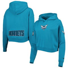 Teal Charlotte Hornets Pro Standard Women's Classic Fleece Cropped Pullover Hoodie | NBA
