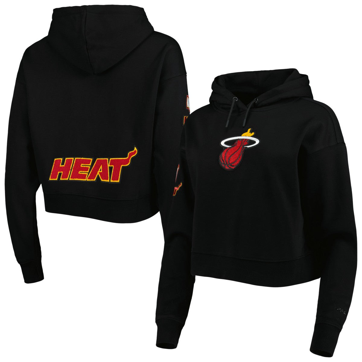 Black Miami Heat Pro Standard Women's Classic Fleece Cropped Pullover Hoodie | NBA