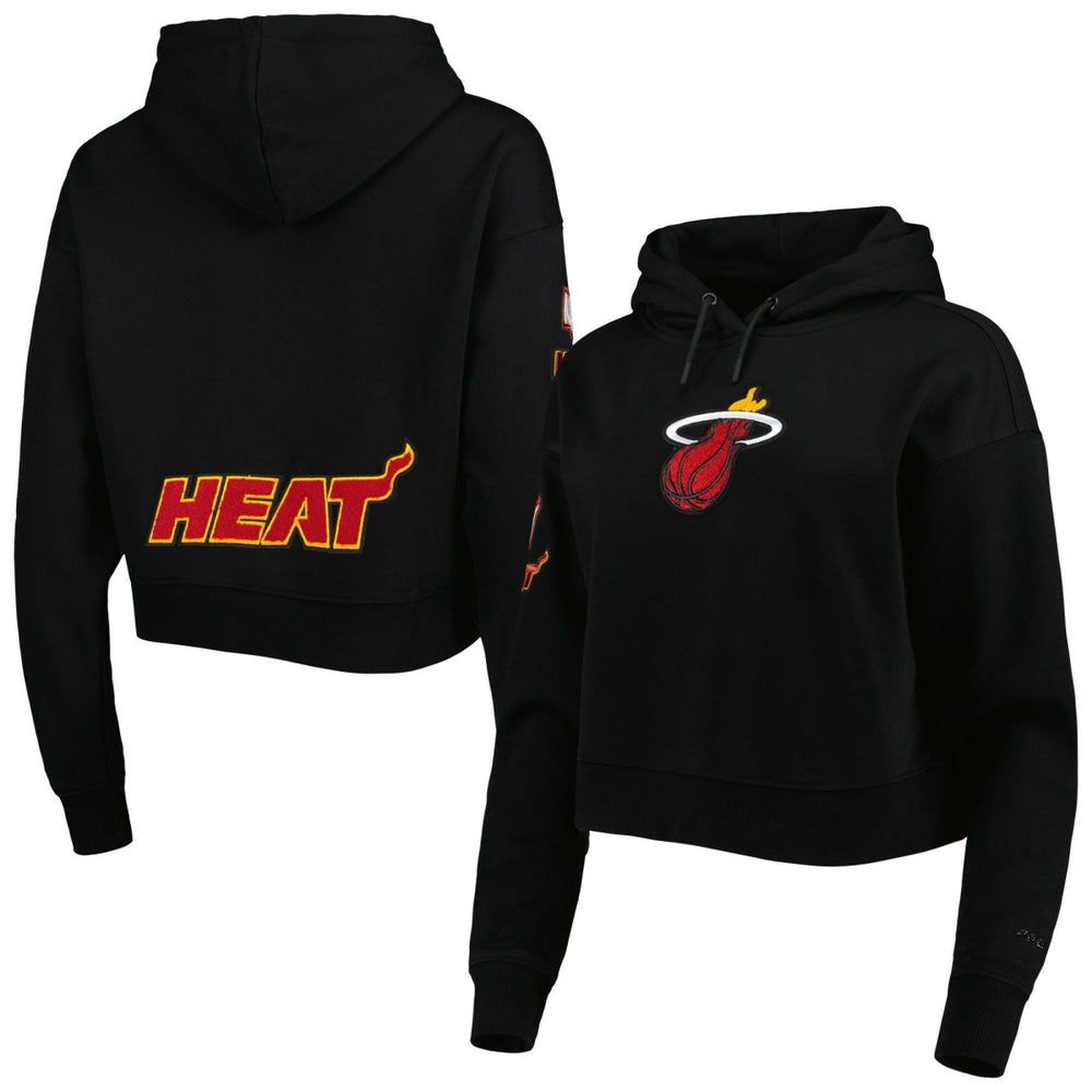 Black Miami Heat Pro Standard Women's Classic Fleece Cropped Pullover Hoodie | NBA