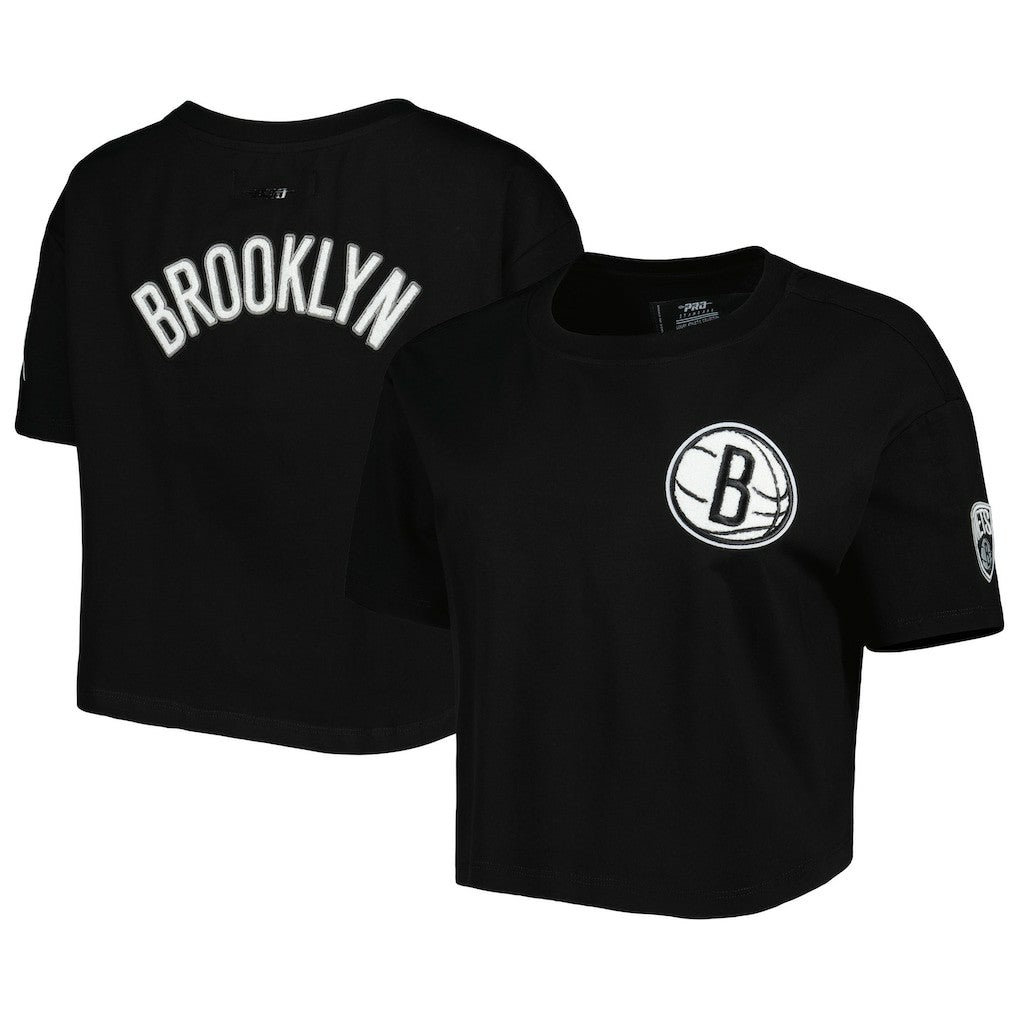 Black Brooklyn Nets Pro Standard Women's Classics Boxy T-Shirt | NBA