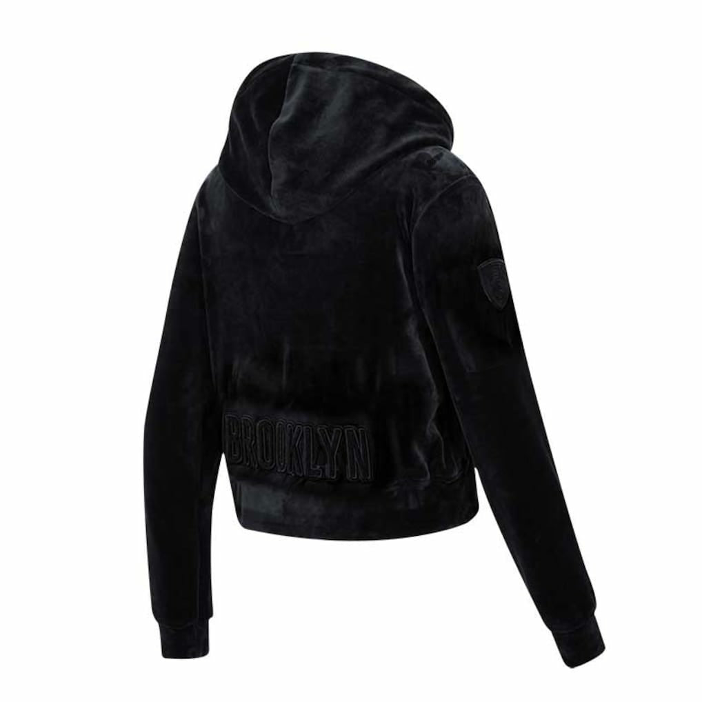 Brooklyn Nets Pro Standard Women's Triple Black Velour Full-Zip Hoodie outlet | NBA
