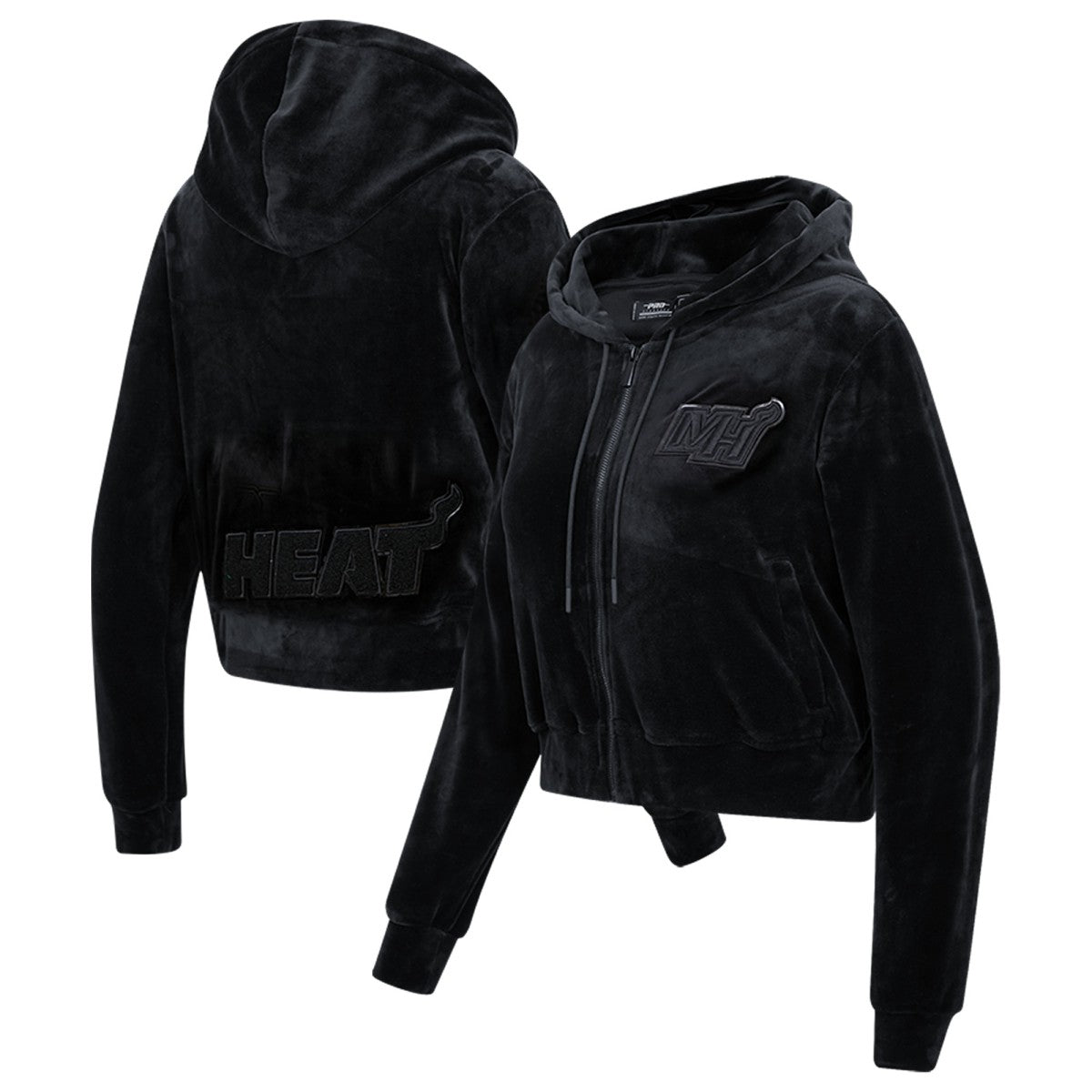 Miami Heat Pro Standard Women's Triple Black Velour Full-Zip Hoodie cheap | NBA