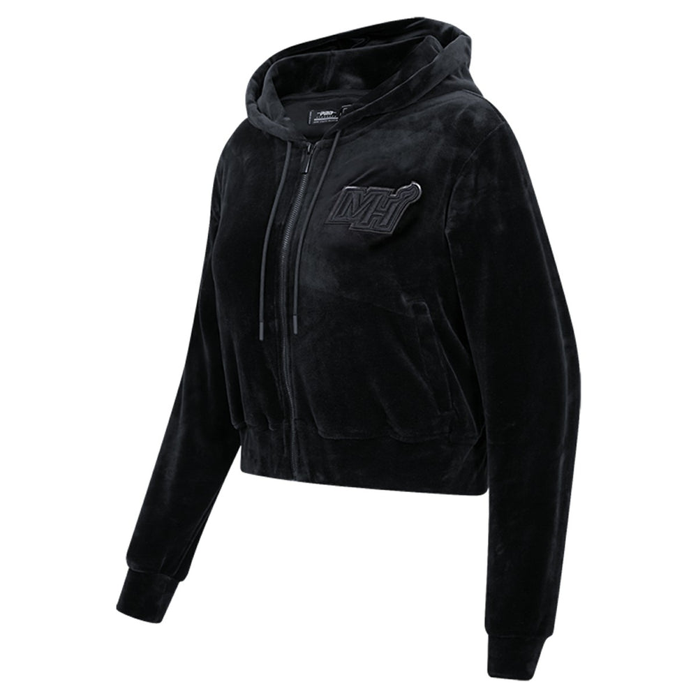 Miami Heat Pro Standard Women's Triple Black Velour Full-Zip Hoodie cheap | NBA