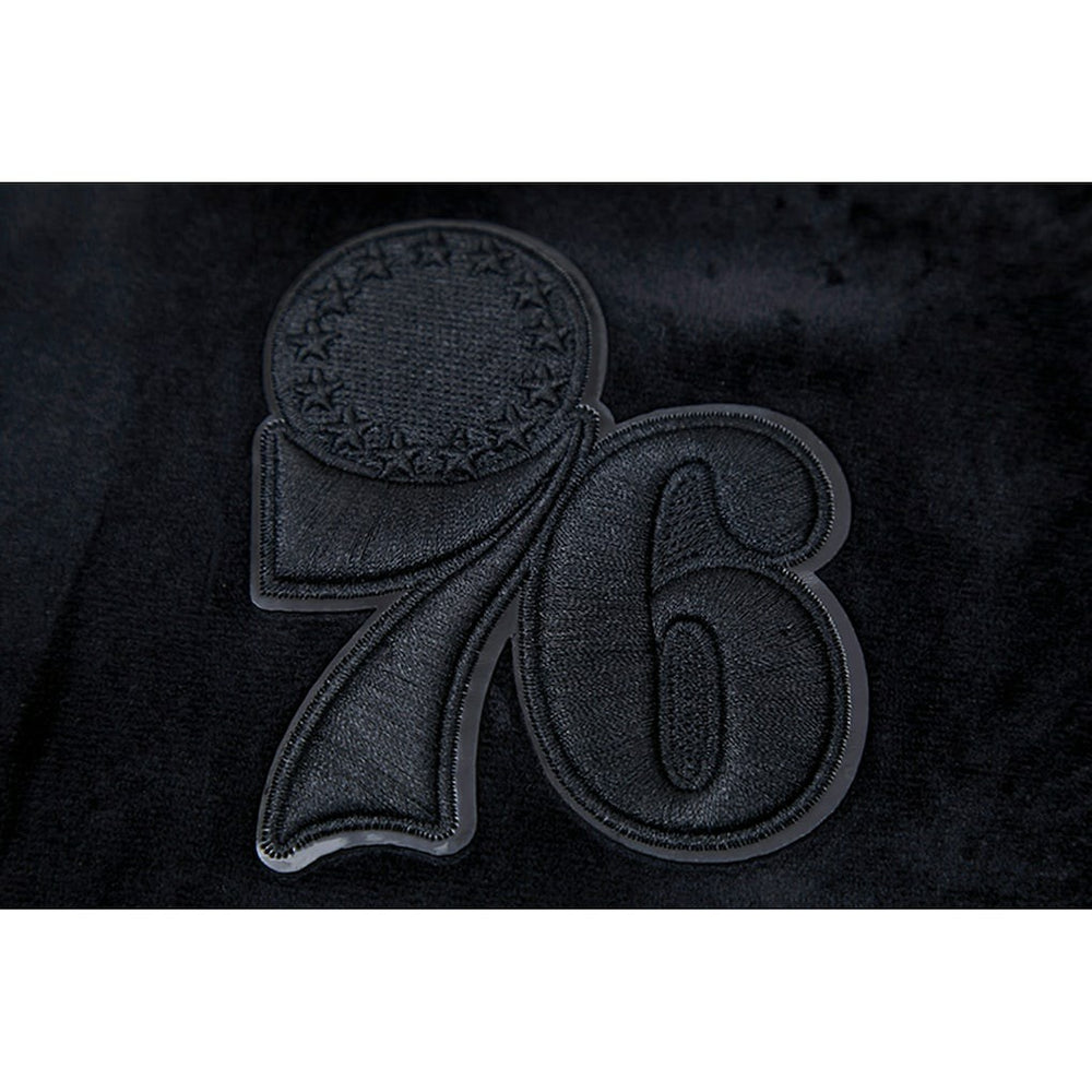Philadelphia 76ers Pro Standard Women's Triple Black Velour Full-Zip Hoodie discount | NBA