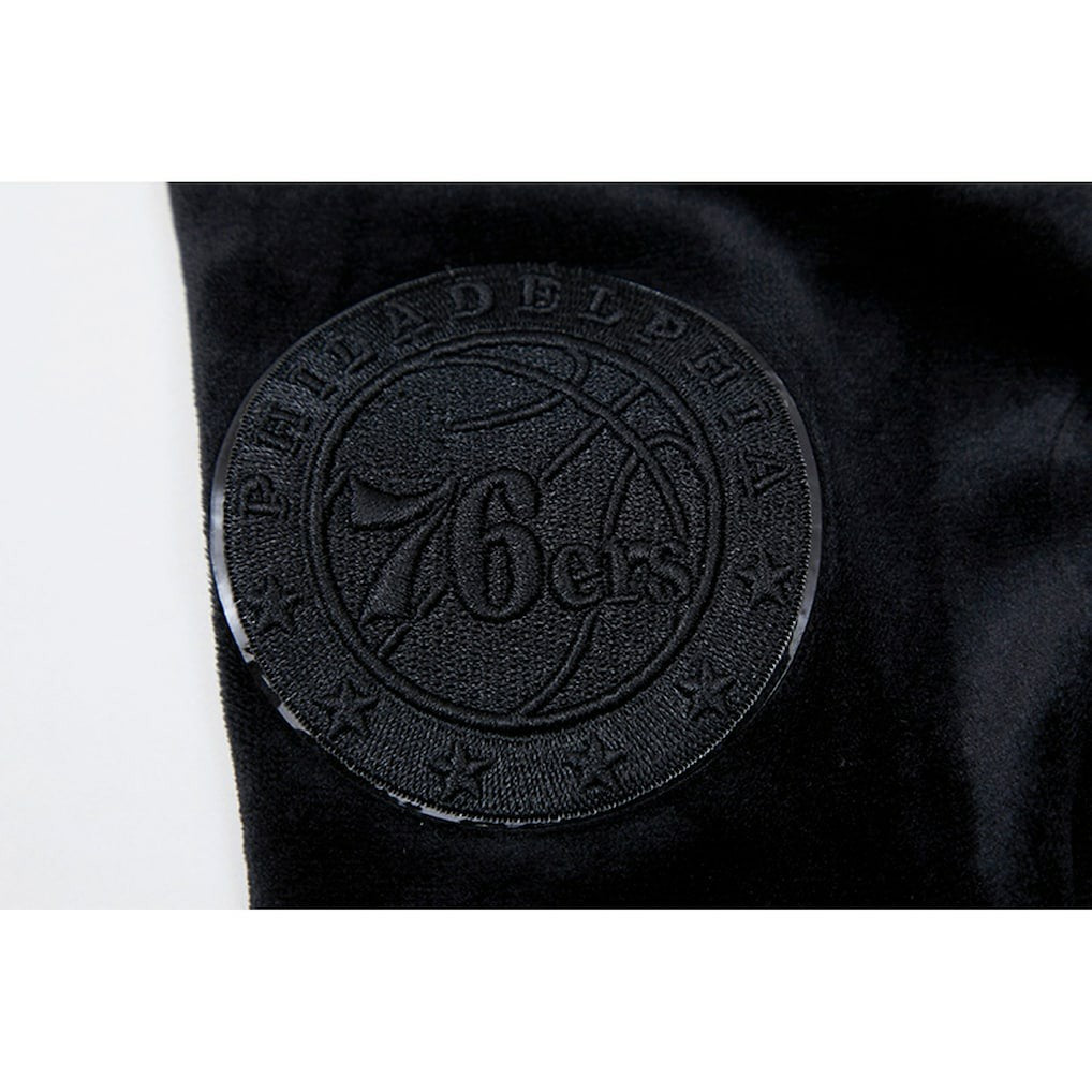 Philadelphia 76ers Pro Standard Women's Triple Black Velour Full-Zip Hoodie discount | NBA