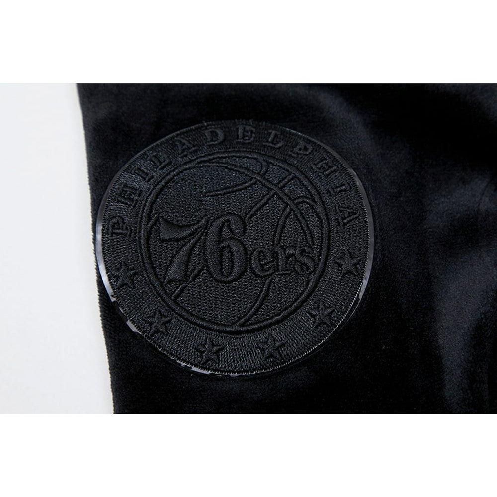 Philadelphia 76ers Pro Standard Women's Triple Black Velour Full-Zip Hoodie discount | NBA
