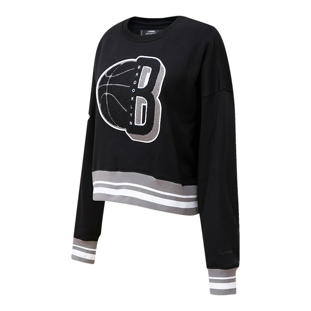 Black Brooklyn Nets Pro Standard Women's Mash Up Pullover Sweatshirt | NBA