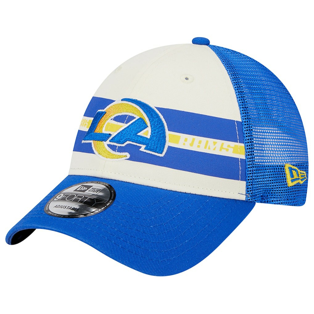 Los Angeles Rams Team Stripe Trucker 9FORTY Snapback Hat | NFL Discount