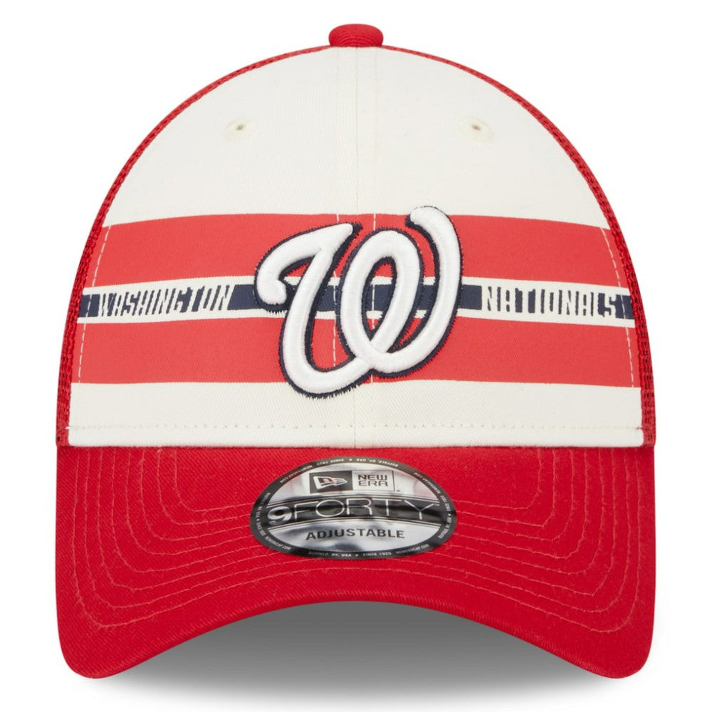 Washington Nationals New Era Team Stripe Trucker 9FORTY Snapback Hat - MLB Hats