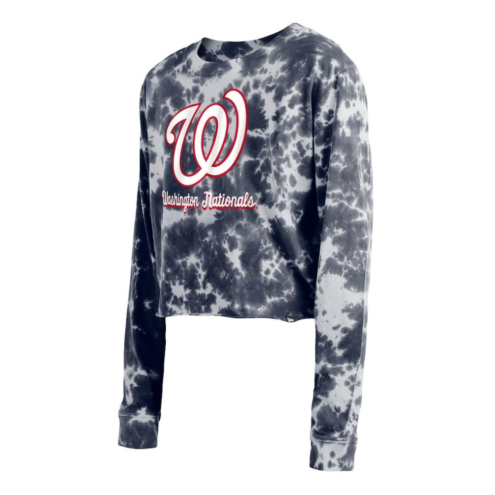 Washington Nationals New Era Women's Tie-Dye Cropped Long Sleeve T-Shirt - MLB T-shirts
