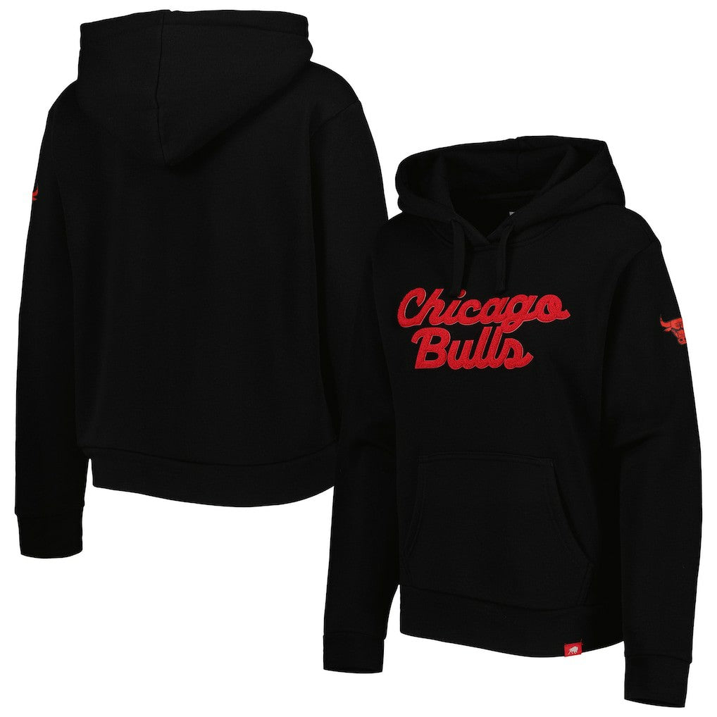 Black Chicago Bulls Sportiqe Women's Leona Ava Fleece Tri-Blend Pullover Hoodie | NBA