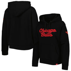 Black Chicago Bulls Sportiqe Women's Leona Ava Fleece Tri-Blend Pullover Hoodie | NBA