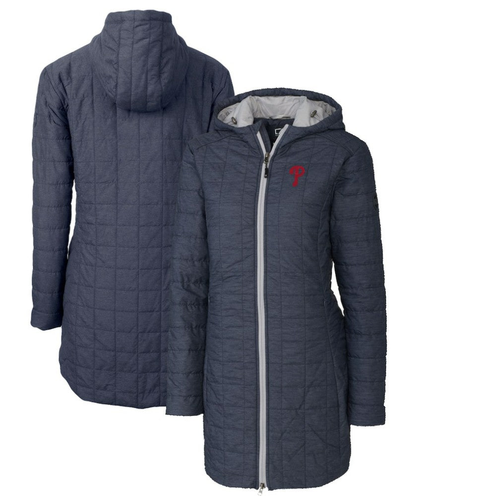 Philadelphia Phillies Cutter & Buck Women's Rainier Primaloft Eco Full-Zip Hoodie Long Coat - MLB Hoodies
